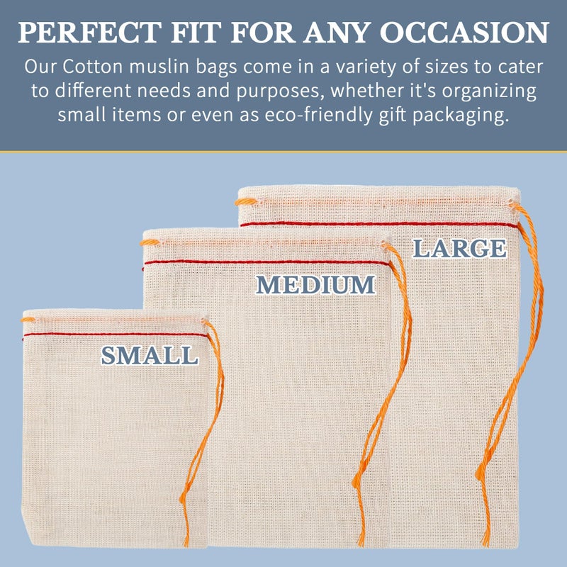 Celestial Gifts Muslin Bags - Drawstring Bags Small 50pcs - 3x5, Reusable Tea, Jewelry, Gift, Spice and Sachet Bag - 100% Cotton - Made in USA - (Red Hem & Orange Drawstring) - Image 3